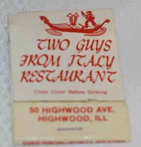 Two Guys from Italy Restaurant Highwood Illinois Canal Boat 20 Strike Matchbook