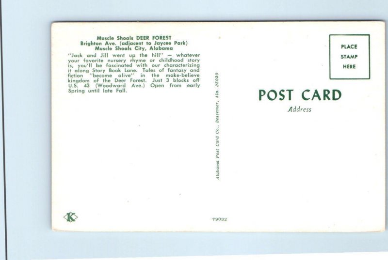 MUSCLE SHOALS CITY, Alabama AL ~ Jack & Jill DEER FOREST c1960s-70s  Postcard