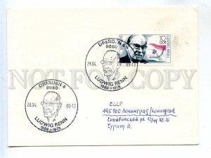 284603 EAST GERMANY GDR USSR 1989 Ludwig Renn cancellation