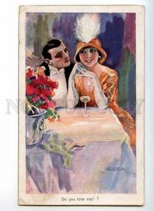 245126 CHAMPAGNE Lovers in Restaurant by USABAL Vintage PC