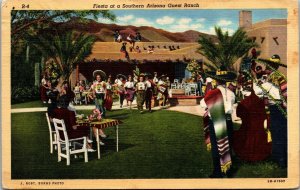 Vtg Fiesta at a Southern Arizona Guest Ranch AZ 1940s Linen Postcard