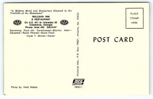 1960s COMMERCE GA BULLDOG INN & RESTAURANT US 441 UNPOSTED POSTCARD P3858
