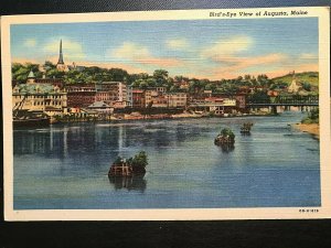 Vintage Postcard 1940 Bird's-Eye View Augusta Maine