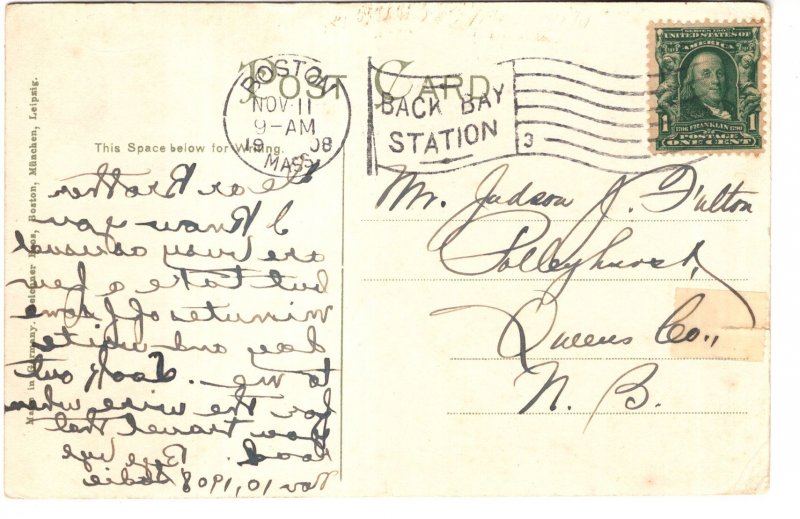 Collage, The Hub, Boston, Massachusetts, Used 1908 Flag Cancel