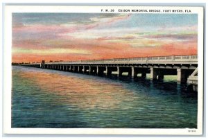 1920 Edison Memorial Bridge Exterior Fort Myers Florida Vintage Antique Postcard