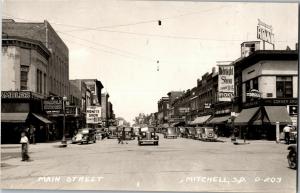 RPPC Businesses on Main Street, Mitchell SD c1946 Vintage Postcard Q03