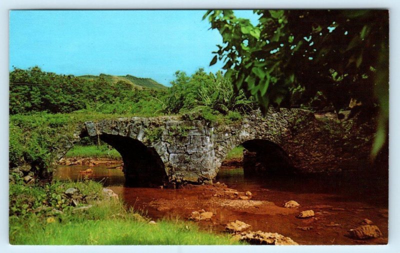 AGAT, GUAM ~ Bull Cart Trail SPANISH TWIN BRIDGE to Umatic c1960s Postcard