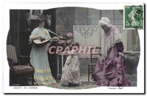 Postcard Old Lesson dance Women Children Grand Mere