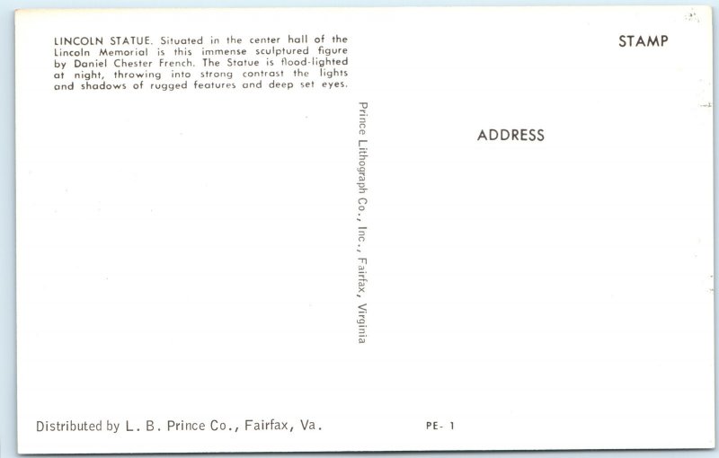 c1960s Washington DC Lincoln Statue Memorial Daniel Chester French Chrome A296