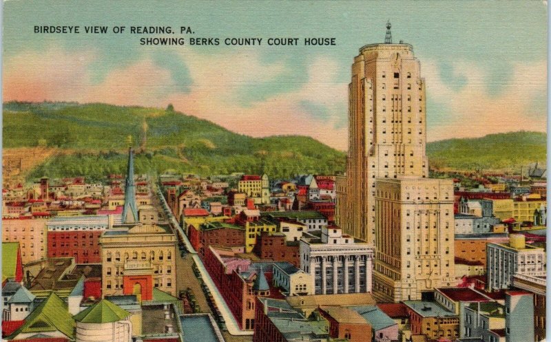 2 LINEN  Postcards of  READING, PA  BIRDSEYE View & HOTEL BERKSHIRE c1940s