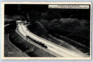 1940 Pennsylvania Postcard National Guard Movement Army Trucks Bridge Tunnel