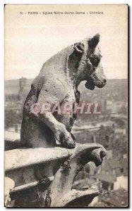 Old Postcard Paris church Notre Dame Chimere Devil