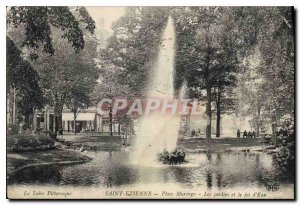 Postcard Old Saint Etienne Place Marengo Gardens and the Jet d'Eau