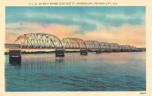 PANAMA CITY, FL  Florida   DUPONT BRIDGE East  St Andrews Bay  c1940's Postcard