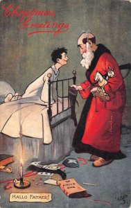 Christmas Greetings Hallo Father Dad Dressed as Santa  Tuck Postcard AA109954
