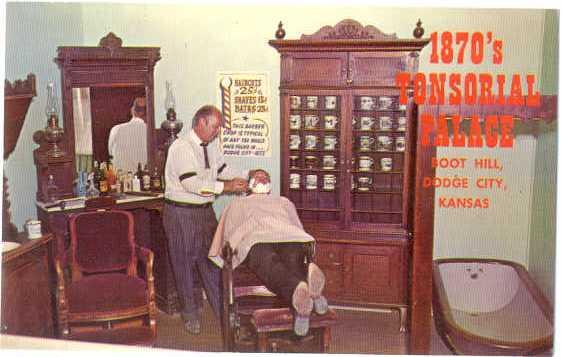 1870’s Tonsorial Palace, Barber Shop, Boot Hill Dodge City Kansas, KS, Chrome