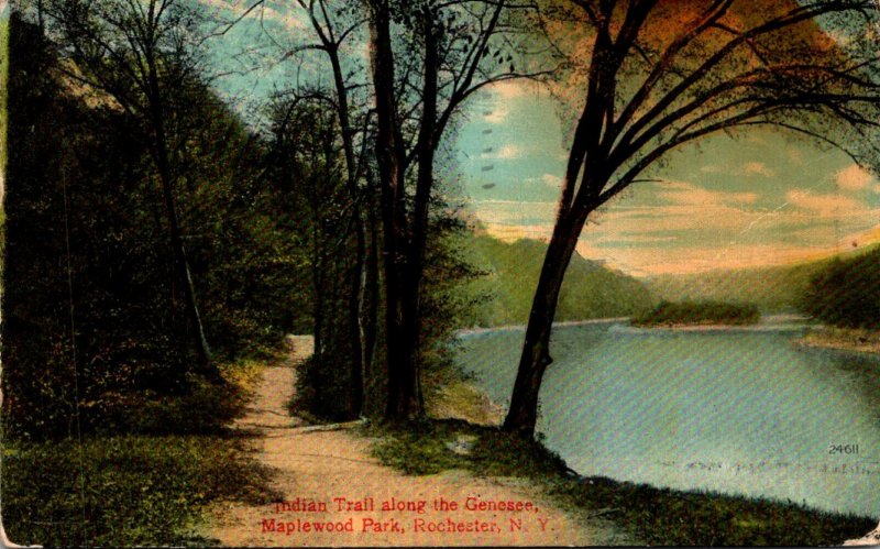 New York Rochester Maplewood Park Indian Trail Along The Genesee River 1912