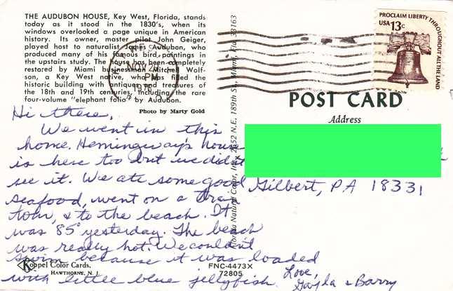 The Audubon House - Key West FL, Florida - pm 1976