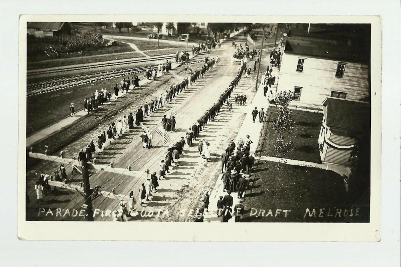 Melrose MINNESOTA RP 1918 DRAFT U.S. ARMY PARADE WW1 Women Marching nr St. Cloud