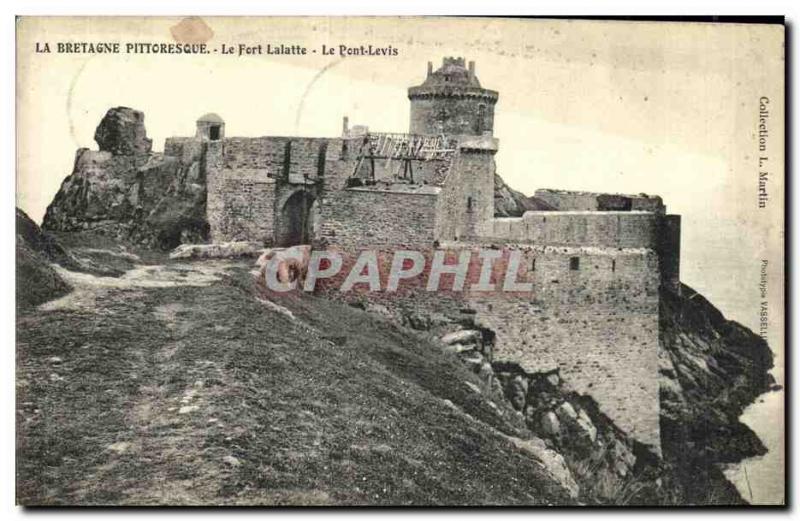 Old Postcard Brittany Picturesque Fort Lalatte The Pont Levis