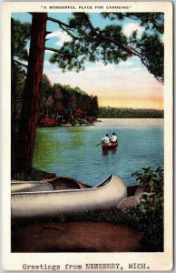 Greetings From Newberry Michigan MI A Wonderful Place For Canoeing Postcard