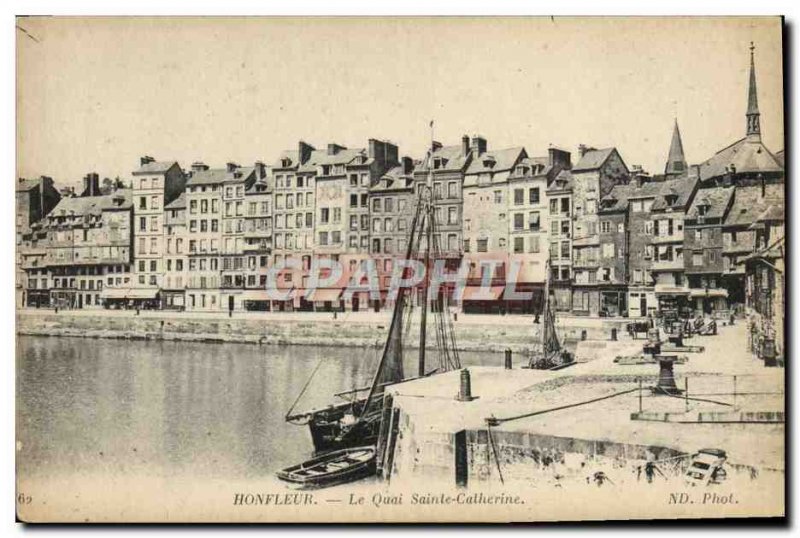 Old Postcard Honfleur Quai Sainte Catherine