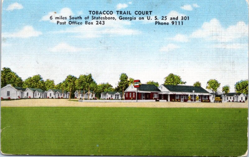 Postcard GA Statesboro motel - Tobacco Trail Court