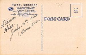 Somerset Kentucky Hotel beecher Exterior Linen Antique Postcard K22118