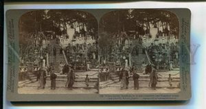 3077589 JAPAN STEREO PHOTO Kyoto faithful Buddhists lie Vintage