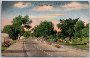 Leucadia San Diego County California 1940s Postcard Pacific Coast Highway US 101