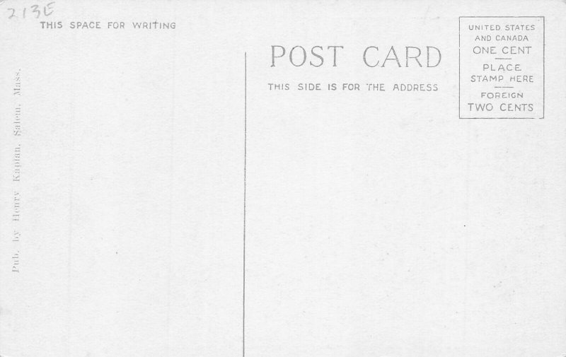 Salem MA Washington Street Storefronts Trolley's Postcard