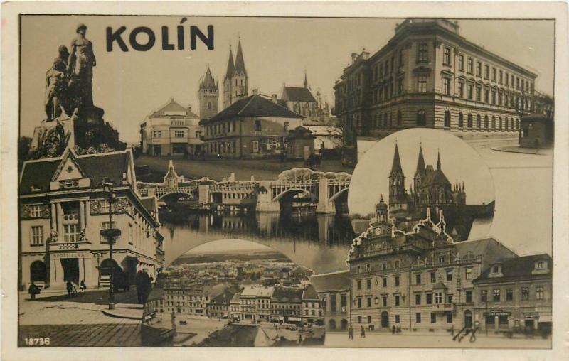 Eastern Europe Kolín Czech Republic bromografia mosaic real photo postcard