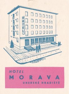 Czechoslovakia Uherske Hradiste Hotel Morava Vintage Luggage Label sk3659