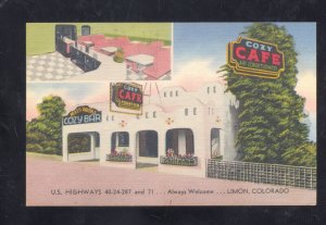 LIMON COLORADO COZE CAFE & BAR RESTAURANT VINTAGE LINEN ADVERTISING POSTCARD