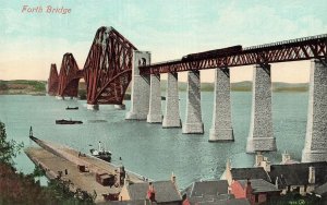 Forth Bridge Scotland Vintage Postcard - Valentine's Series Train View