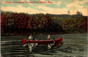 Canoeing at Riverhurst, Concord River Billerica MA c1920 Vintage Postcard R77