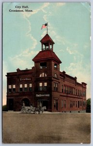 K31/ Crookston Minnesota Postcard c1910 City Hall Building 321