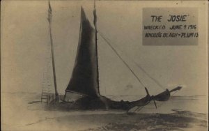 Newburyport MA Shipwreck Plum Island Knobb's Beach c1916 Real Photo Postcard