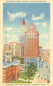 Hartford Connecticut  Trust  Building Linen Postcard  Unused