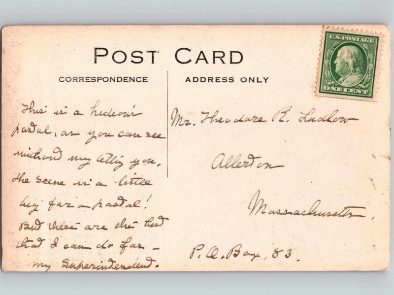 c1910 Wooden Bridge Waterfall River RPPC Real Photo Postcard