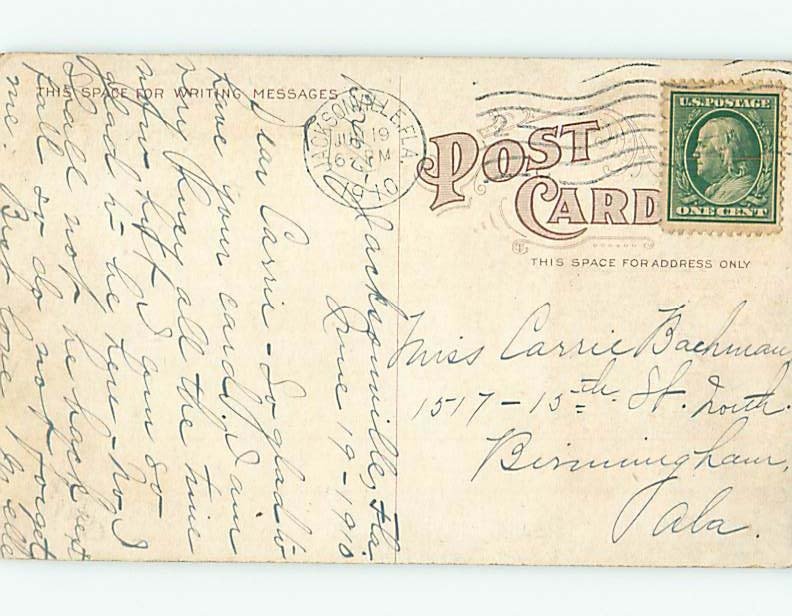 Pre-Chrome FARM SCENE Postmarked Jacksonville Florida FL AG2529