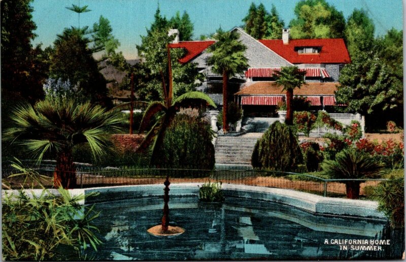 Beautiful Home In Summer CA Vintage postcard