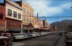 Elizabethton Tennessee TN Classic 1950s Cars Street Scene Vintage Postcard