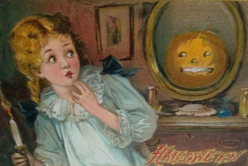 Vintage Halloween Postcard Tucks Embossed 1910 Original Child Spooked Series 174