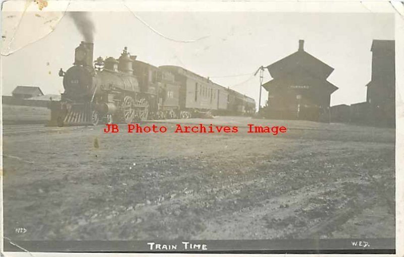 Depot, Iowa, Hubbard, RPPC, Chicago Northwestern Railroad Station, Train 641