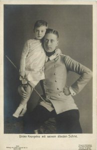 German Royalty RPPC Postcard 2584, Crown Prince Wilhelm Hugs his Eldest Son