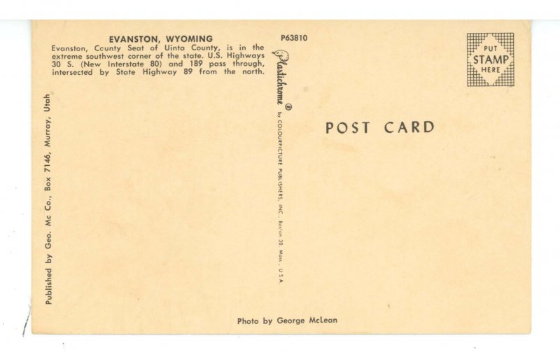 WY - Evanston. Business District Street Scene ca 1964