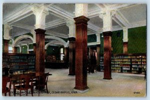 Cedar Rapids Iowa IA Postcard Interior Public Library Scenic View 1910 Unposted
