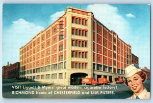 1960 Liggett & Myer's Cigarette Factory Building Richmond Virginia VA Postcard