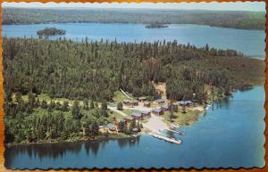 Parkview Camp Perrault Falls Ontario ON Cabins Aerial Vintage Postcard E14